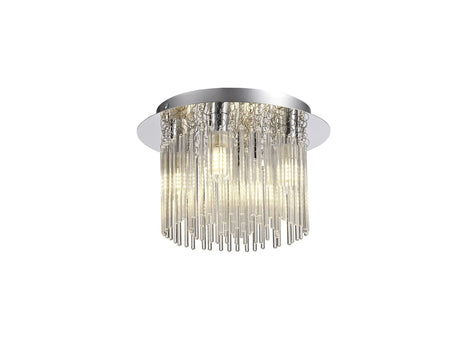 Baker Flush Ceiling Light, 4 x G9, IP44, Polished Chrome/Clear Glass