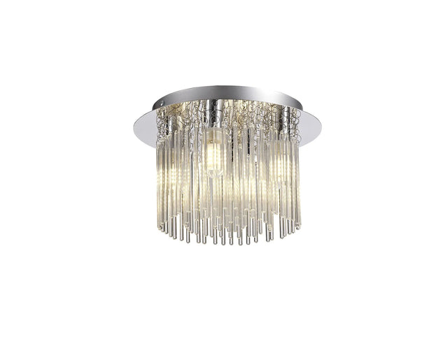 Baker Flush Ceiling Light, 4 x G9, IP44, Polished Chrome/Clear Glass