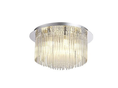 Baker Flush Ceiling Light, 6 x G9, IP44, Polished Chrome/Clear Glass