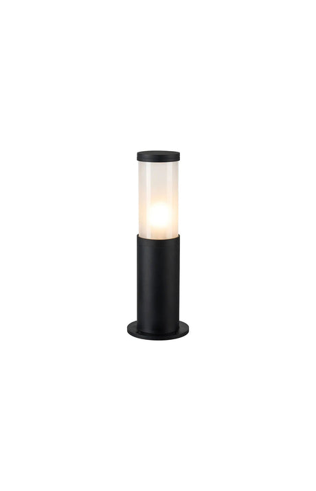 Ballard 46.5cm Post Lamp With Short Plain Acrylic Shade, 1 x E27, IP54, Black/Frosted, 2yrs Warranty