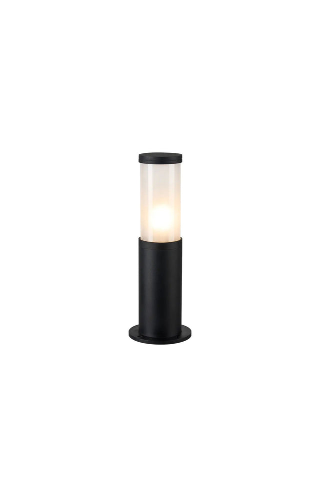 Ballard 46.5cm Post Lamp With Short Plain Acrylic Shade, 1 x E27, IP54, Black/Frosted, 2yrs Warranty