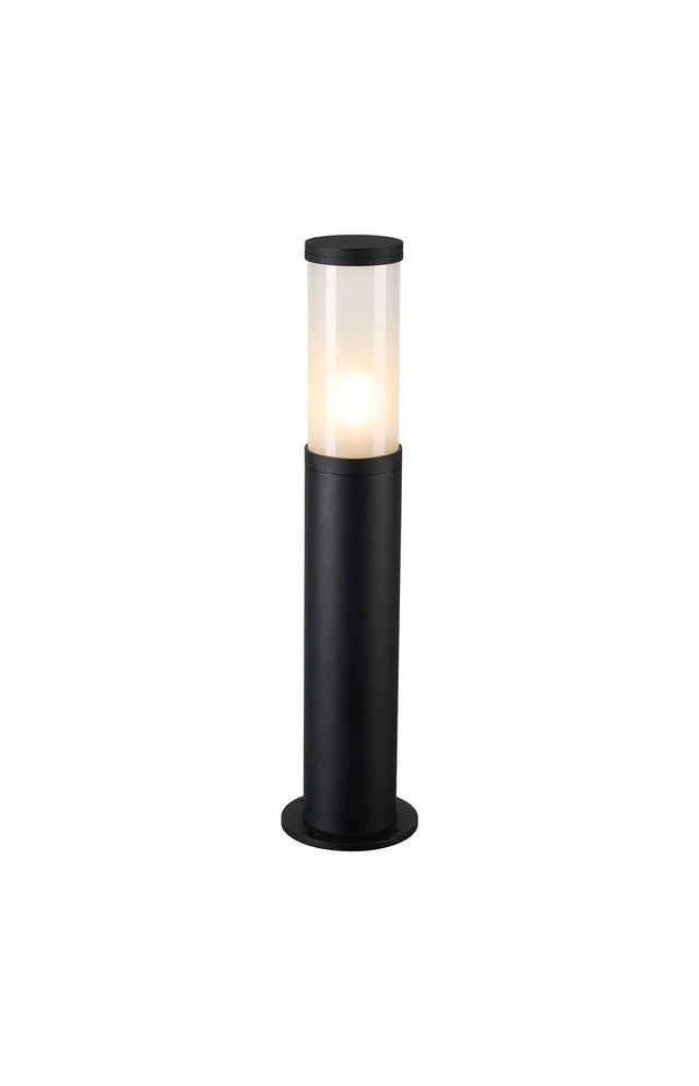 Ballard 68.5cm Post Lamp With Tall Plain Acrylic Shade, 1 x E27, IP54, Black/Frosted, 2yrs Warranty
