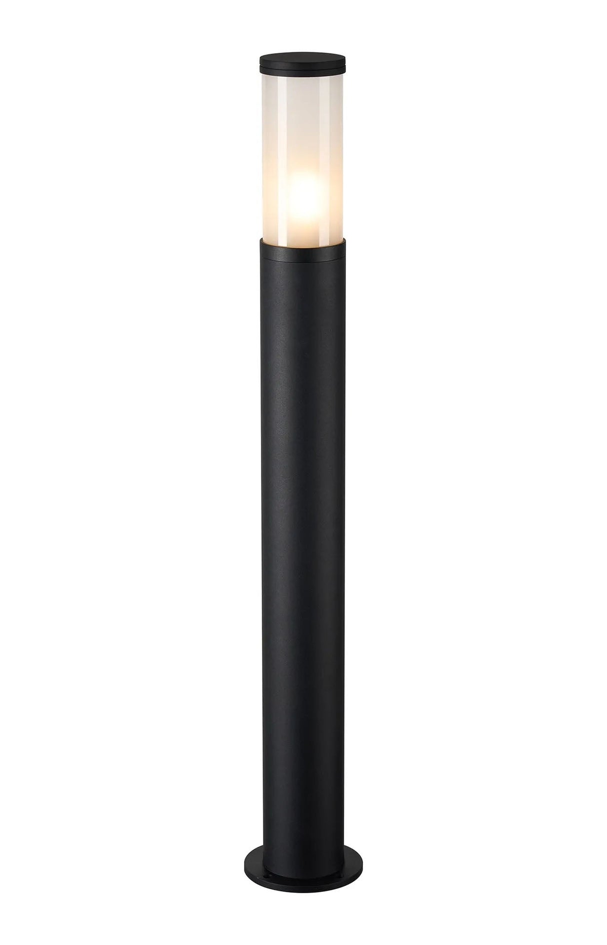 Ballard 108.5cm Post Lamp With Tall Plain Acrylic Shade, 1 x E27, IP54, Black/Frosted, 2yrs Warranty