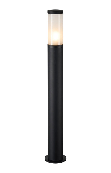Ballard 108.5cm Post Lamp With Tall Plain Acrylic Shade, 1 x E27, IP54, Black/Frosted, 2yrs Warranty