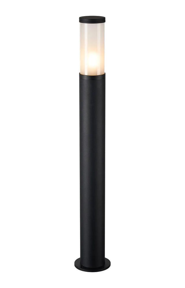 Ballard 108.5cm Post Lamp With Tall Plain Acrylic Shade, 1 x E27, IP54, Black/Frosted, 2yrs Warranty