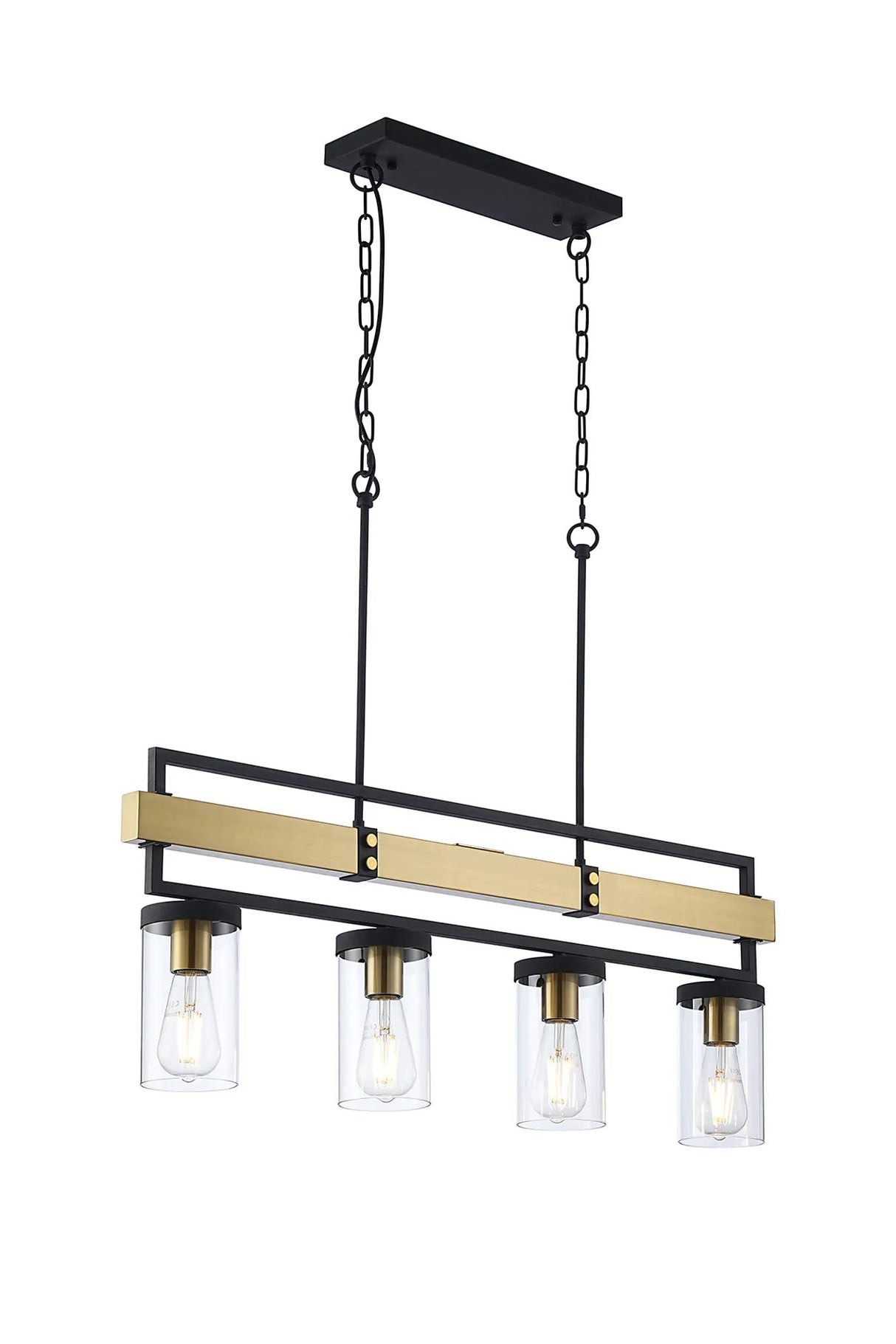 Bardsley Pendant, 4 x E27, Satin Black/Satin Brass