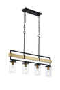 Bardsley Pendant, 4 x E27, Satin Black/Satin Brass