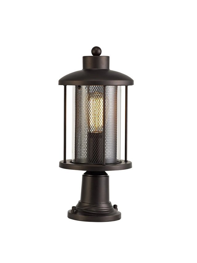 Basey Pedestal Lamp, 1 x E27, Antique Bronze/Clear Glass, IP54