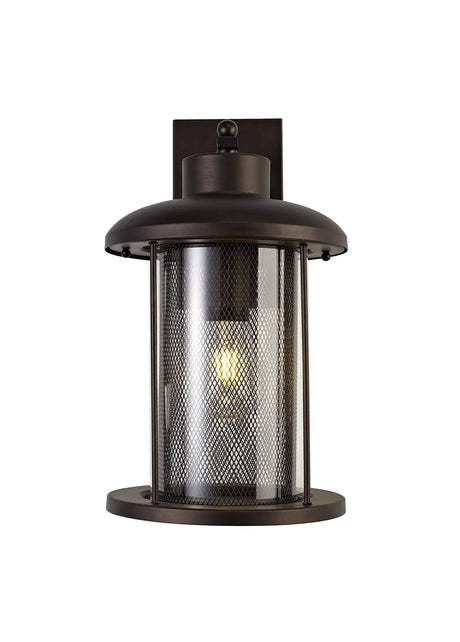 Basey Extra Large Wall Lamp, 1 x E27, Antique Bronze/Clear Glass, IP54