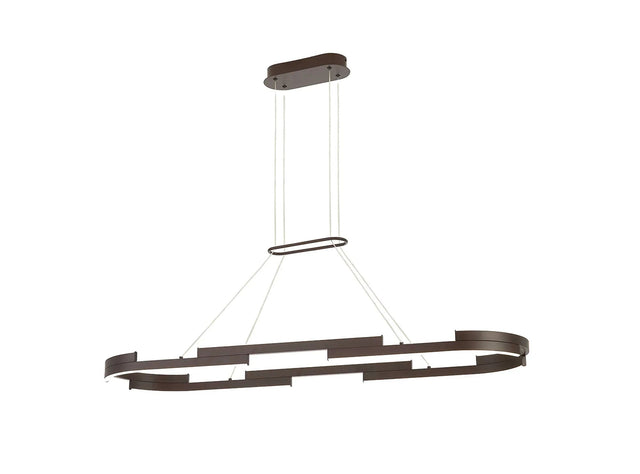 Bass 1.2m Squoval Pendant, 48W LED, 4000K, 3 Step Dimming, Brown Oxide