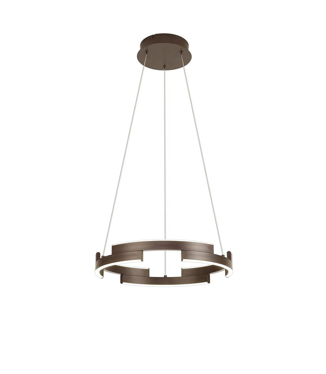 Bass 40cm Pendant, 22W LED, 4000K, 3 Step Dimming, Brown Oxide