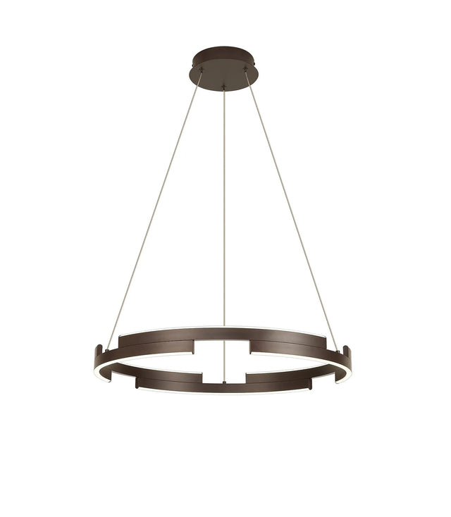 Bass 60cm Pendant, 36W LED, 4000K, 3 Step Dimming, Brown Oxide