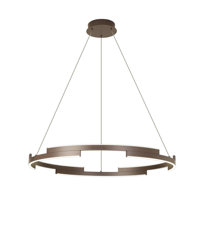Bass 80cm Pendant, 44W LED, 4000K, 3 Step Dimming, Brown Oxide