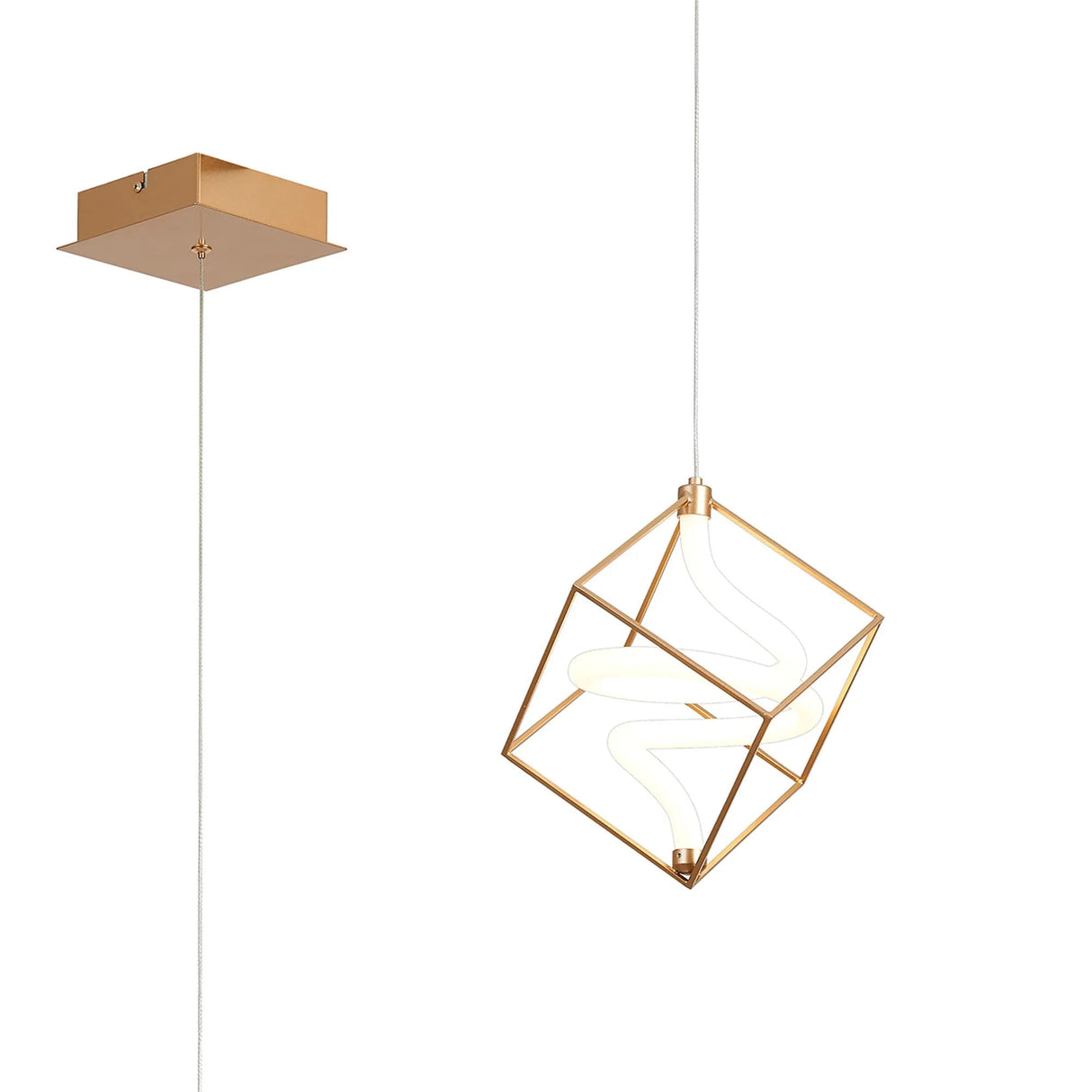 Bath 15cm Single Pendant, 1 Spiral, 11W LED, Triac Dimmable, 3000K, Painted Gold