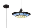Belfit 1 Light Pendant E27 With 35cm Tiffany Shade, Cream/Rich Blue/Clear Crystal Centre/Black Trim/Black
