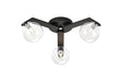 Bellingham Flush Ceiling, 3 x G9, IP44, Black/Polished Chrome/Clear Smooth Round Glass