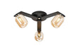 Bellingham Flush Ceiling, 3 x G9, IP44, Black/Polished Chrome/Amber Smooth Tubular Glass