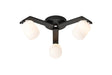 Bellingham Flush Ceiling, 3 x G9, IP44, Black/Polished Chrome/Opal Smooth Tubular Glass