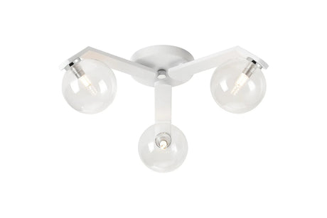Bellingham Flush Ceiling, 3 x G9, IP44, White/Polished Chrome/Clear Smooth Round Glass