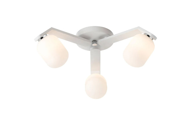 Bellingham Flush Ceiling, 3 x G9, IP44, White/Polished Chrome/Opal Smooth Tubular Glass