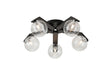 Bellingham Flush Ceiling, 5 x G9, IP44, Black/Polished Chrome/Clear Ribbed Round Glass