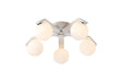 Bellingham Flush Ceiling, 5 x G9, IP44, White/Polished Chrome/Opal Round Segment Glass