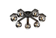 Bellingham Flush Ceiling, 8 x G9, IP44, Black/Polished Chrome/Smoke Smooth Round Glass