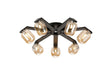 Bellingham Flush Ceiling, 8 x G9, IP44, Black/Polished Chrome/Amber Smooth Tubular Glass