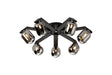 Bellingham Flush Ceiling, 8 x G9, IP44, Black/Polished Chrome/Smoke Smooth Tubular Glass