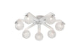 Bellingham Flush Ceiling, 8 x G9, IP44, White/Polished Chrome/Clear Cross Pattern Round Glass