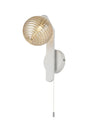 Bellingham Pull Switch Wall Light, 1 x G9, IP44, White/Polished Chrome/Amber Ribbed Round Glass