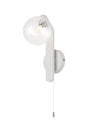 Bellingham Pull Switch Wall Light, 1 x G9, IP44, White/Polished Chrome/Clear Swirl Round Glass