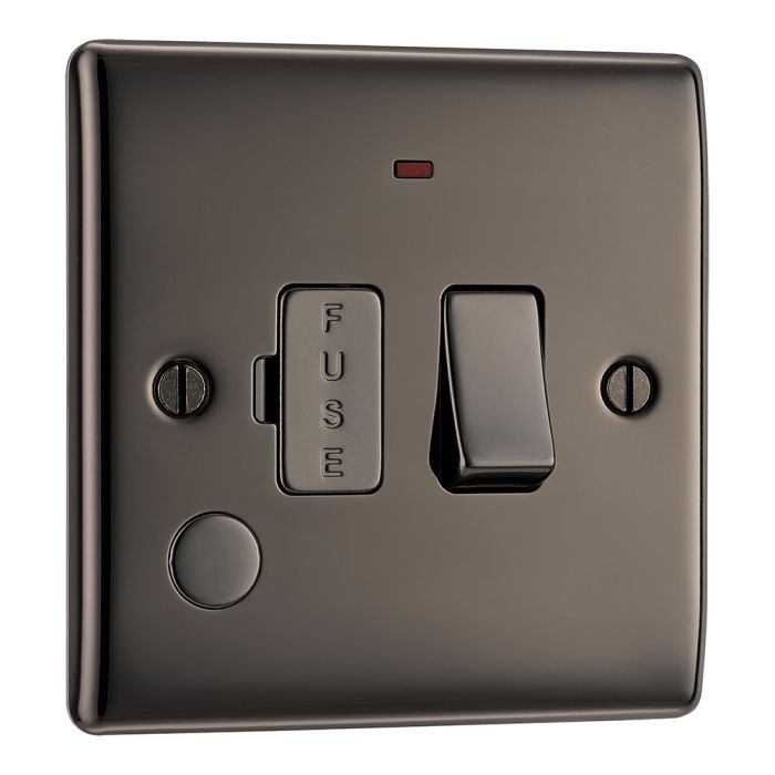 BG NBN53-01 Nexus Metal Black Nickel, 13A Switched Fused Connection Unit with LED Indicator and Flex Outlet