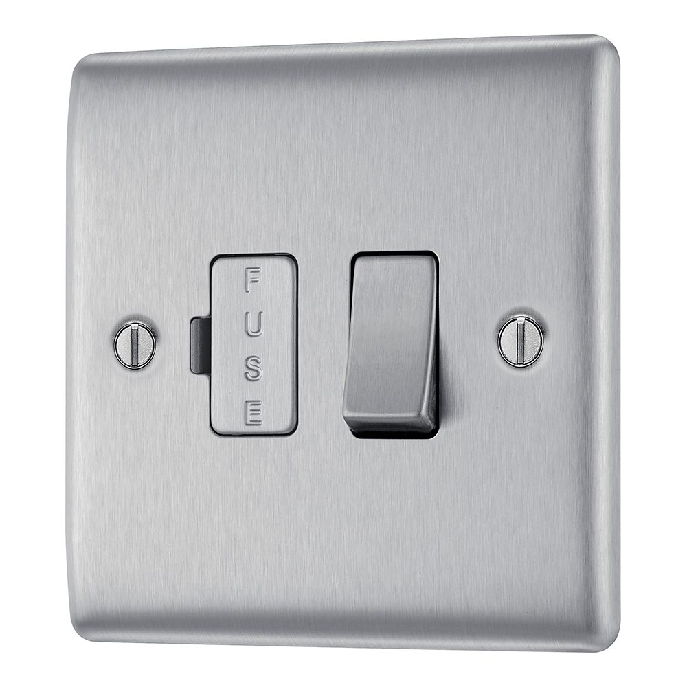 BG NBS50 Nexus Metal Brushed Steel, 13A Switched Fused Connection Unit