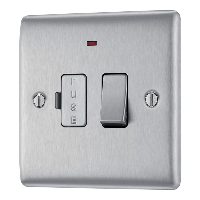 BG NBS52-01 Nexus Metal Brushed Steel, 13A Switched Fused Connection Unit with LED