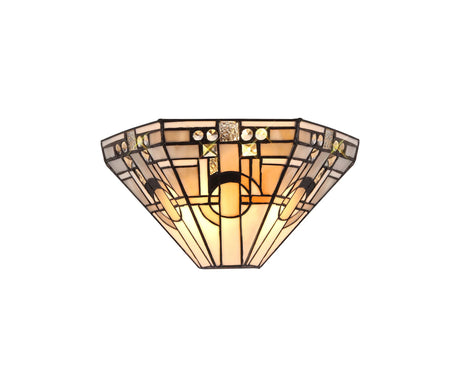 Bould Tiffany Wall Lamp, 2 x E14, White/Grey/Black/Clear Crystal