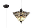 Bould 1 Light Uplighter Pendant E27 With 30cm Tiffany Shade, White/Grey/Black/Clear Crystal