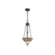 Bould 2 Light Uplighter Pendant E27 With 30cm Tiffany Shade, White/Grey/Black/Clear Crystal/Aged Antique Brass