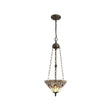 Bould 3 Light Uplighter Pendant E27 With 30cm Tiffany Shade, White/Grey/Black/Clear Crystal/Aged Antique Brass