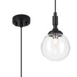 Bowles Pendant 1 Light IP44 Satin Black/Clear Smooth Round Glass