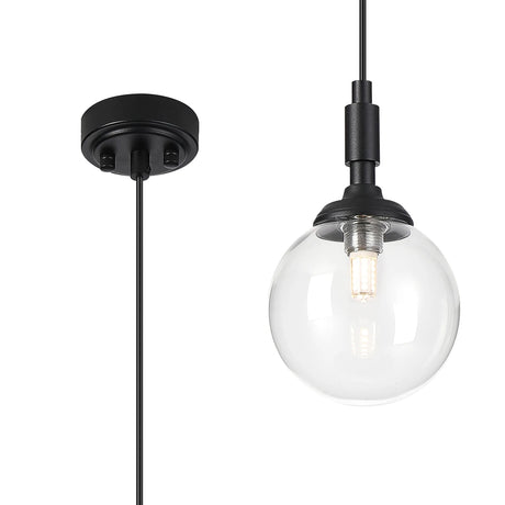 Bowles Pendant 1 Light IP44 Satin Black/Clear Smooth Round Glass