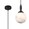 Bowles Pendant 1 Light IP44 Satin Black/Grey/White Round Marble Effect Glass