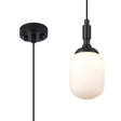 Bowles Pendant 1 Light IP44 Satin Black/Opal Smooth Tubular Glass