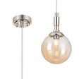 Bowles Pendant 1 Light IP44 Polished Nickel/Amber Smooth Round Glass