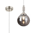 Bowles Pendant 1 Light IP44 Polished Nickel/Smoke Smooth Round Glass