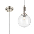 Bowles Pendant 1 Light IP44 Polished Nickel/Clear Ribbed Round Glass
