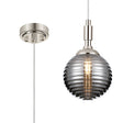 Bowles Pendant 1 Light IP44 Polished Nickel/Smoke Ribbed Round Glass