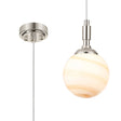 Bowles Pendant 1 Light IP44 Polished Nickel/Brown/White Round Marble Effect Glass