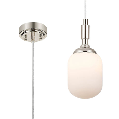 Bowles Pendant 1 Light IP44 Polished Nickel/Opal Smooth Tubular Glass