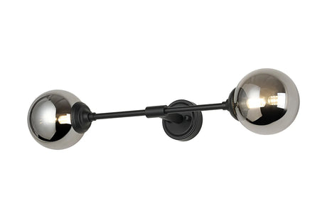 Bowles Ceiling/Wall Light Linear 2 Light IP44 Satin Black/Smoke Smooth Round Glass